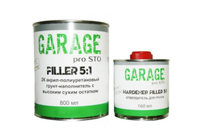 Двокомпонентний акриловий Ґрунт-наповнювач GARAGE Profi Filler 5:1, 800 мл + 160 мл Червоний