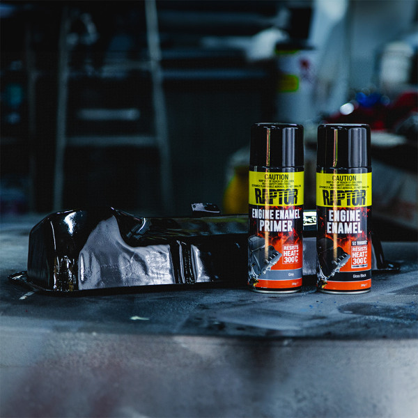 Грунт підвищеної міцності для двигуна RAPTOR Engine Enamel, 355 мл Аерозоль Сірий