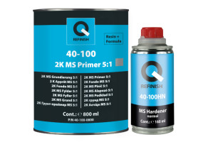 Грунт-наповнювач акриловий Q-Refinish 40-100 5:1 MS, 800 мл + 160 мл Комплект Сірий