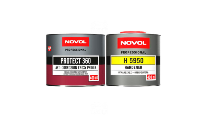 Грунт епоксидний антикорозійний Novol Protect 360 1:1, 400 мл + 400 мл Комплект Сірий