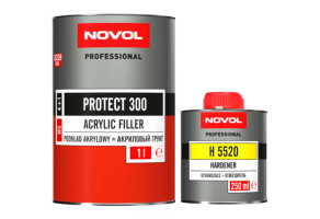 Грунт-наповнювач акриловий Novol Protect 300 4:1 MS, 1 л + 250 мл Комплект Сірий