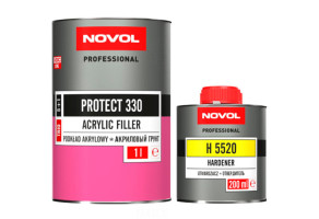 Грунт-наповнювач акриловий Novol Protect 330 5:1 HS, 1 л + 200 мл Комплект Сірий