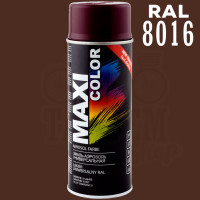 Фарба (емаль) універсальна Maxi Color, 400 мл Аерозоль Махаон коричневий (RAL 8016)