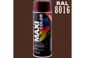 Фарба (емаль) універсальна Maxi Color, 400 мл Аерозоль Махаон коричневий (RAL 8016)