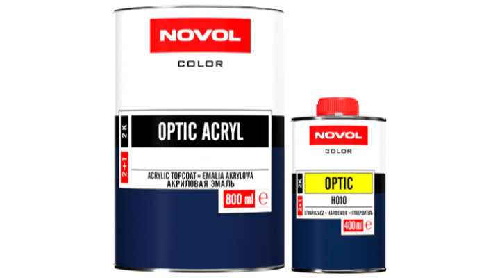 Автоемаль акрилова Novol Optic Acryl 2:1, 800 мл + 400 мл Комплект Lada 202 Сніжно - Білий