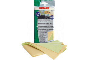 Серветка для скла двошарова з мікрофібри та синтетичної замші SONAX Windscreen & Window Cloth, 35 x 40 см