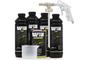 Захисне покриття підвищеної міцності (фарба) U-POL RAPTOR™ + пістолет з рег. дюзою, 4 л Комплект Чорний