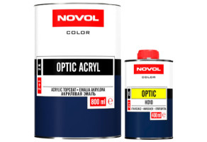Автоемаль акрилова Novol Optic 2:1, 800 мл + 400 мл Комплект Глибокий Чорний (Deep Black)
