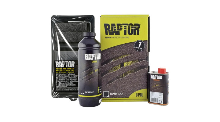 Захисне покриття підвищеної міцності (фарба) U-POL RAPTOR™ + валик, 1 л Комплект Чорний
