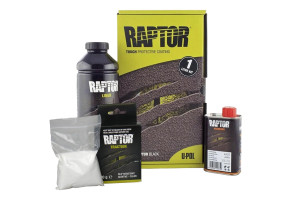 Захисне покриття підвищеної міцності (фарба) U-POL RAPTOR™ + Антиковзка добавка, 1 л Комплект Чорний